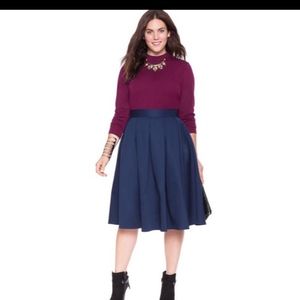 Eloquii Navy Studio Midi Skirt